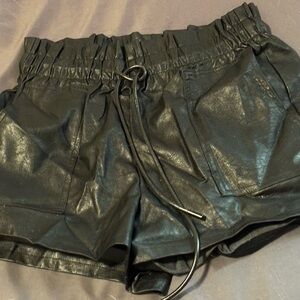 Colina Black faux Leather Shorts